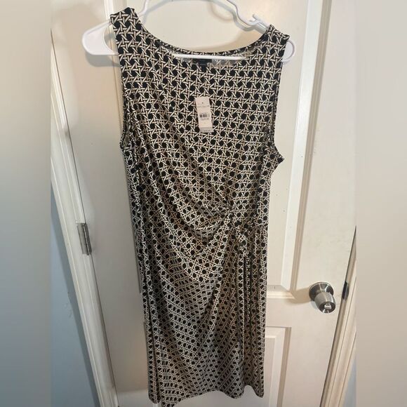 Ann Taylor Black and White Geometric Midi Dress size large NWT - Picture 1 of 3